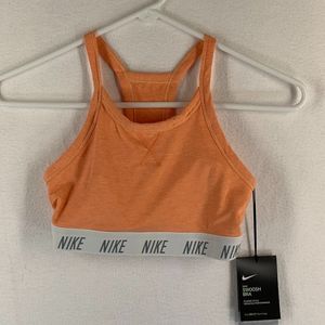 Nike Women's Swoosh Soft Tee Orange and White Padded Sports Bra Size XS
